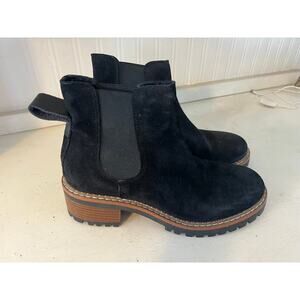 Black Suede Combat Moto Boots made in Spain Leather Upper Waffle Soles Sz 8 39